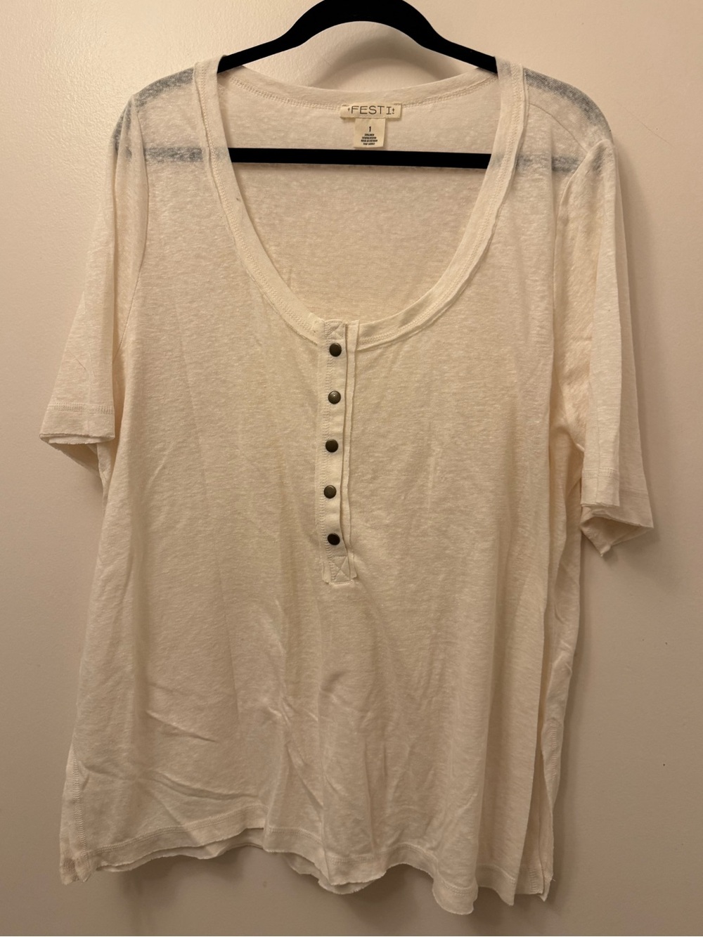Torrid Festi Cream Button Henley Top